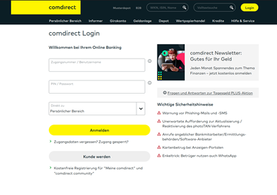 Phishing Report: Beispiel Phishing comdirect