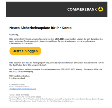 Phishing Report: Example Phishing Commerzbank