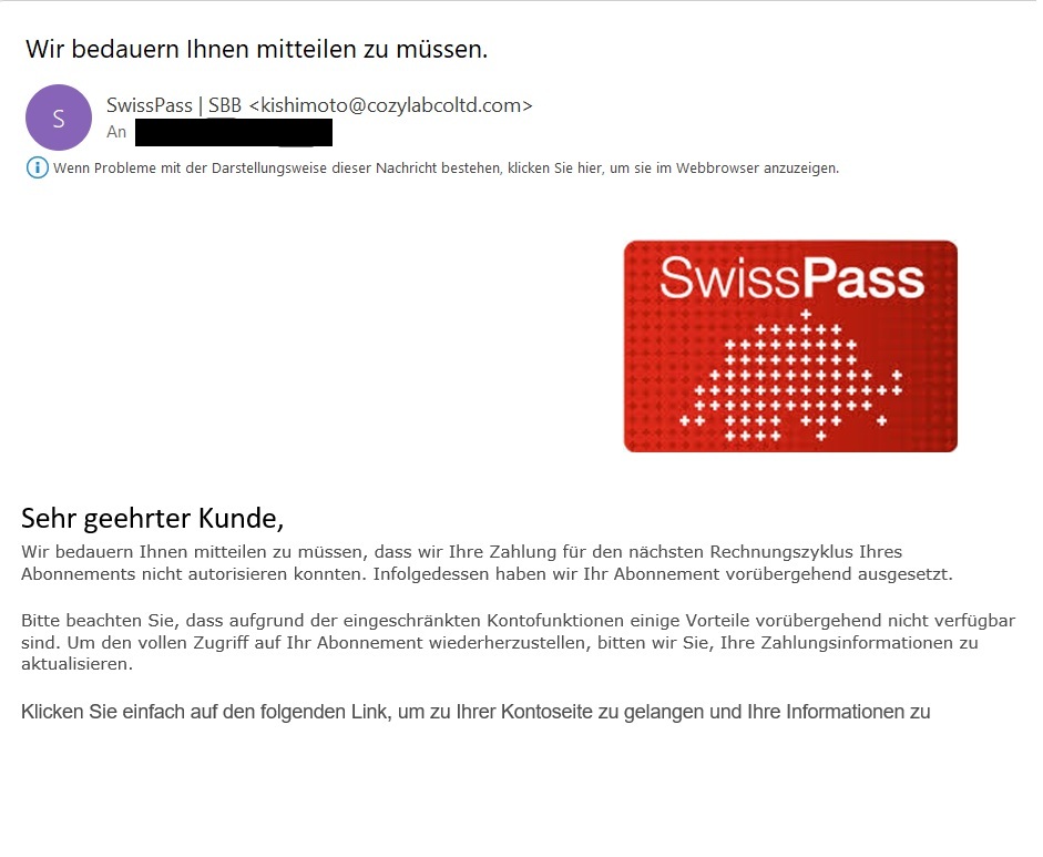 Phishing Mail Report: Beispiel Phishing Telekom 