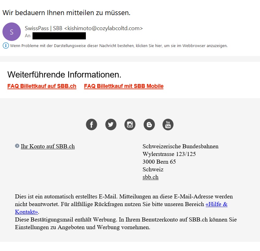 Phishing report: Example of phishing Telekom customers